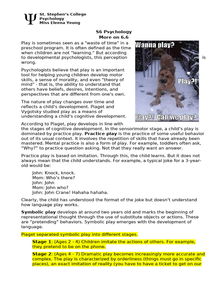 Importance of Play in Child Development | PDF | Cognitive Development ...