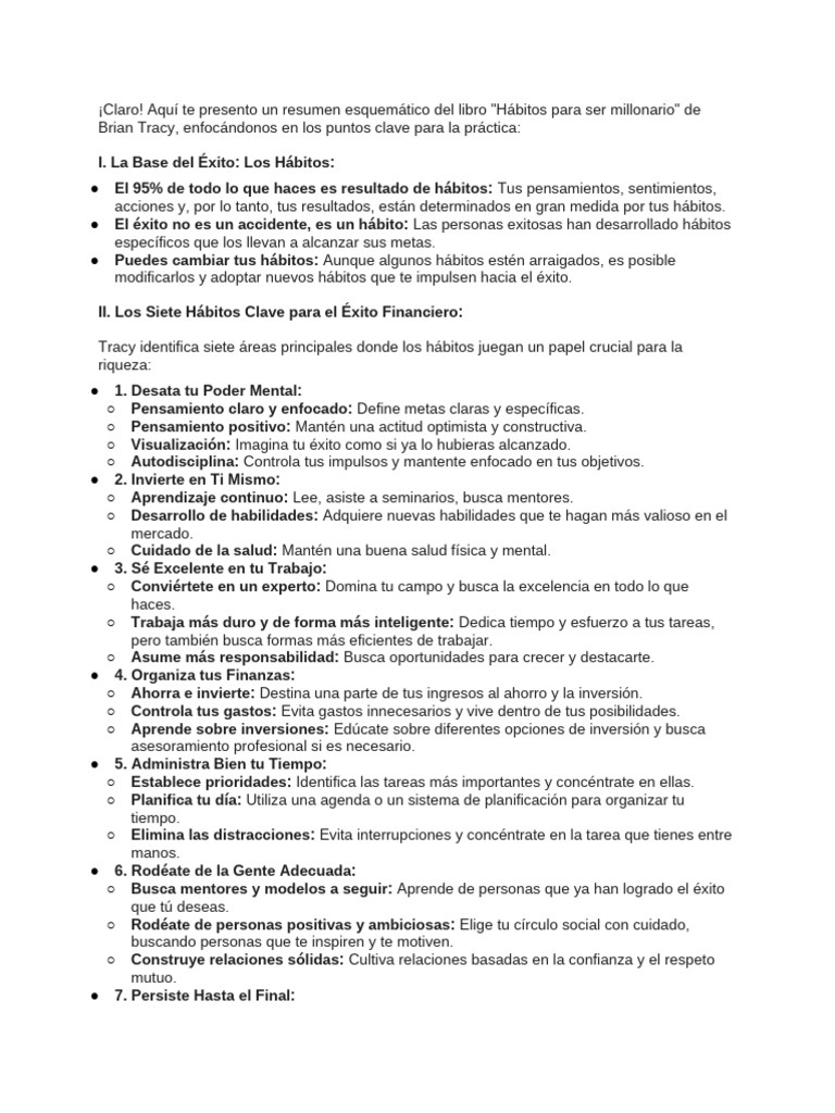 Habitos para Ser Millonario Ana Maria | PDF
