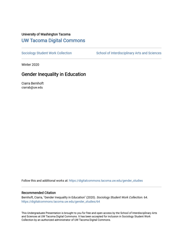Gender Inequality in Education | PDF | Gender | Gender Studies