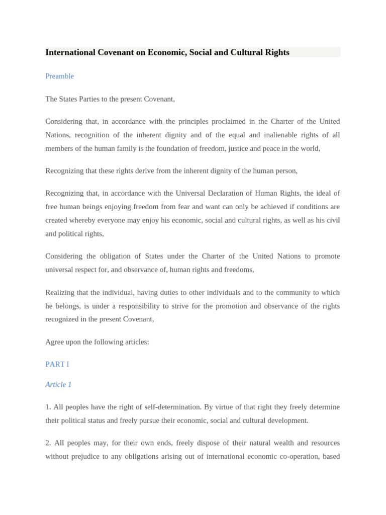 International Covenant On Economic, Social and Cultural Rights | PDF ...