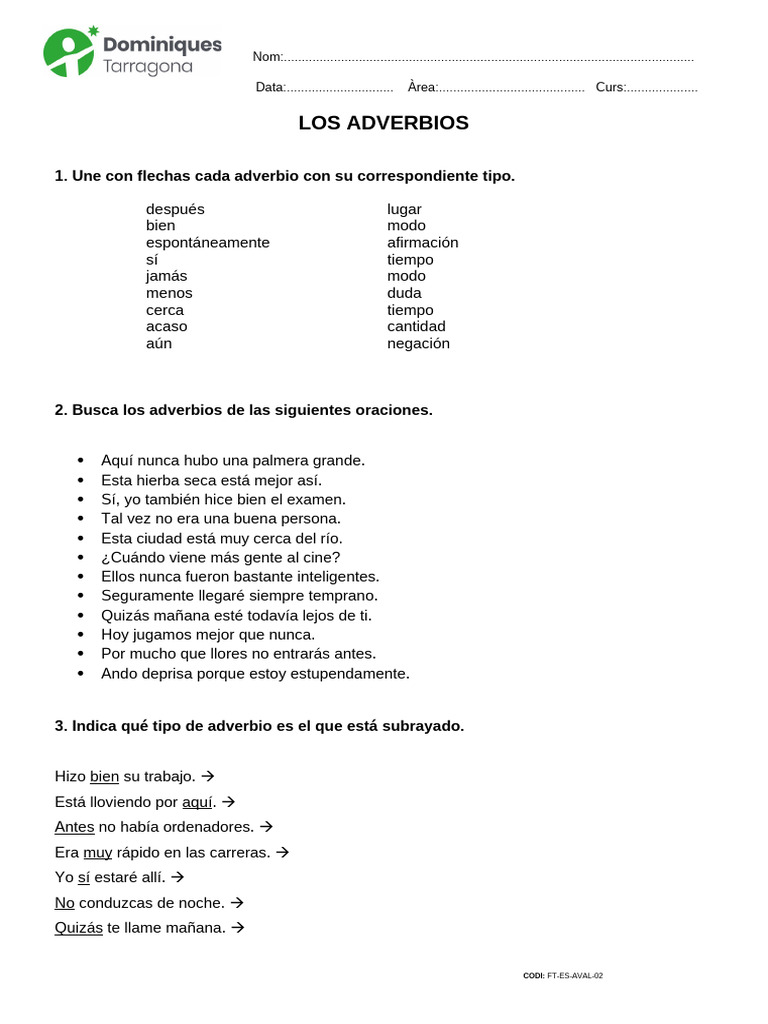 Tipos y Uso de Adverbios | PDF | Adverbio