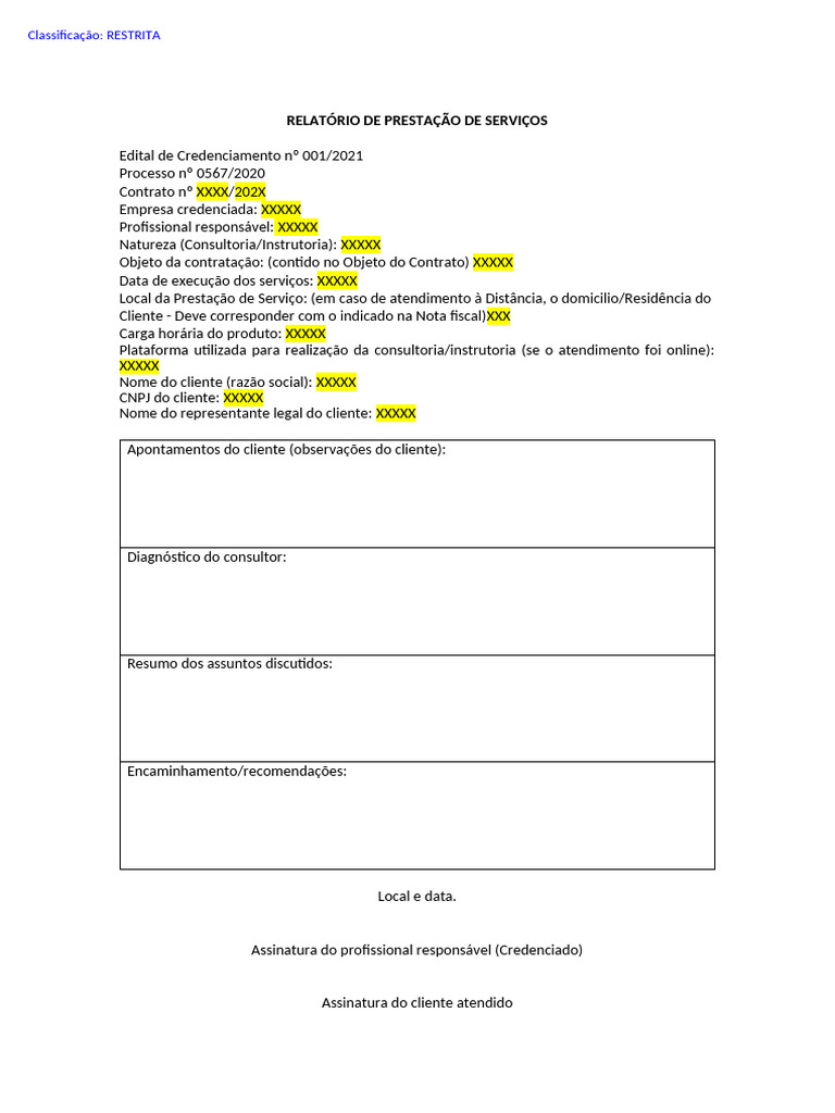 Relatório de Prestação de Serviços 2021 | PDF