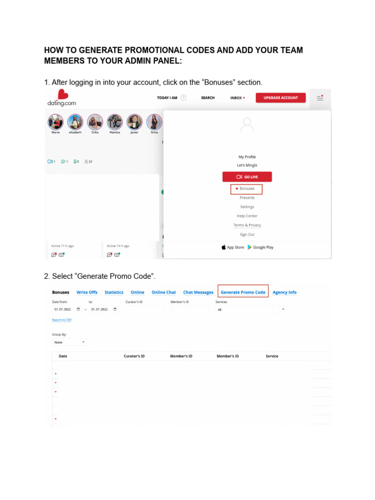 Generate Promo Codes for Team Access | PDF