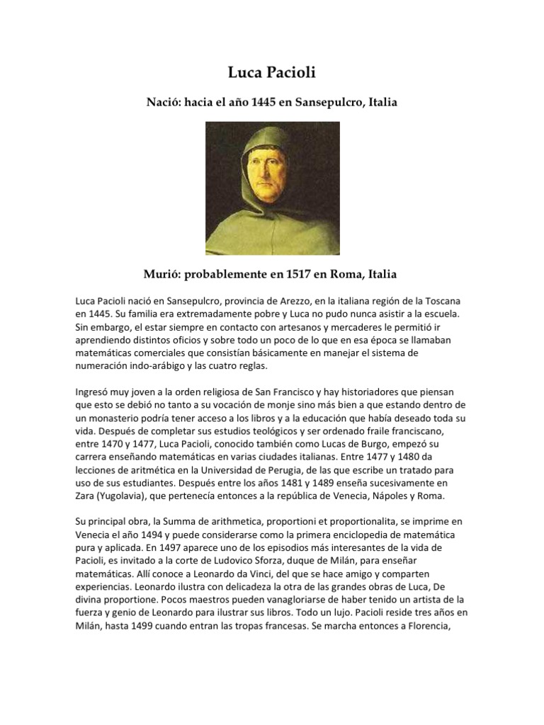 Lucas Pacioli Biografia – Luca Pacioli Biografia – XCTF