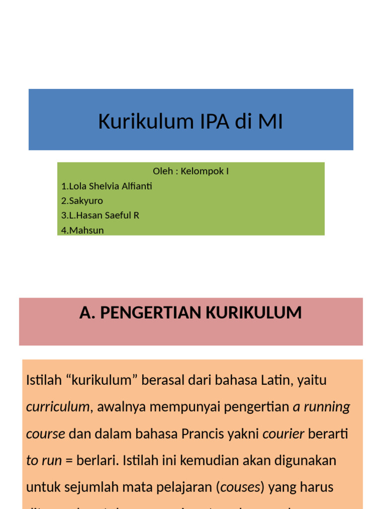 Kurikulum IPA Di MI | PDF