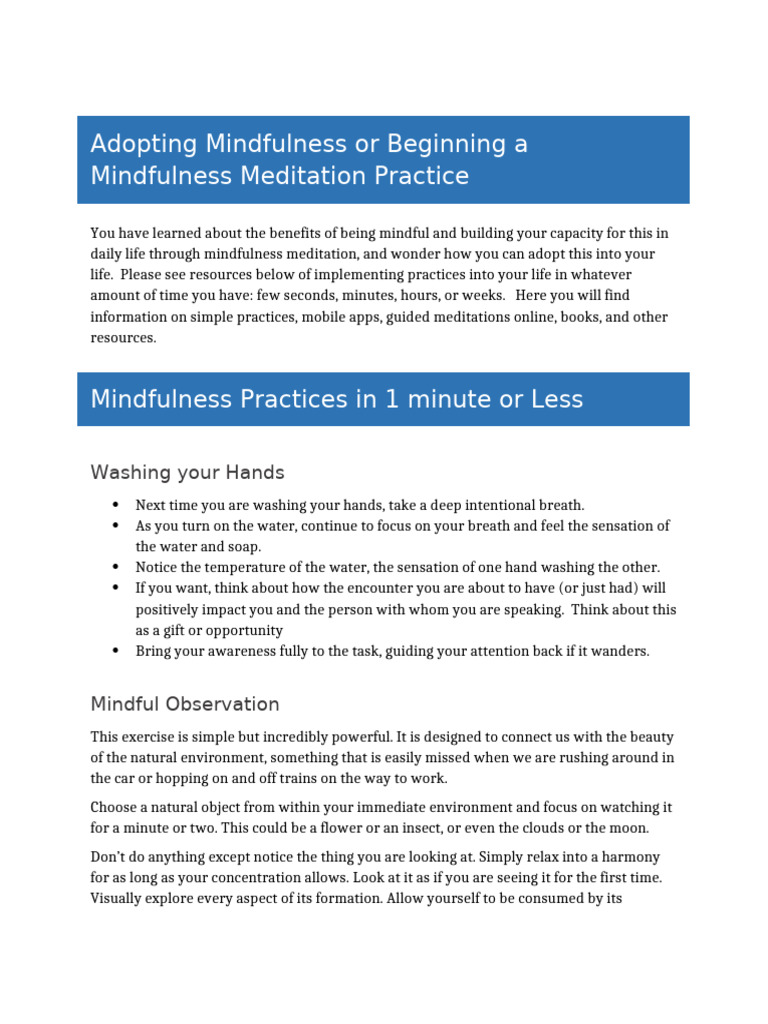 Mindfulness Meditation Practices Guide | PDF | Mindfulness | Meditation