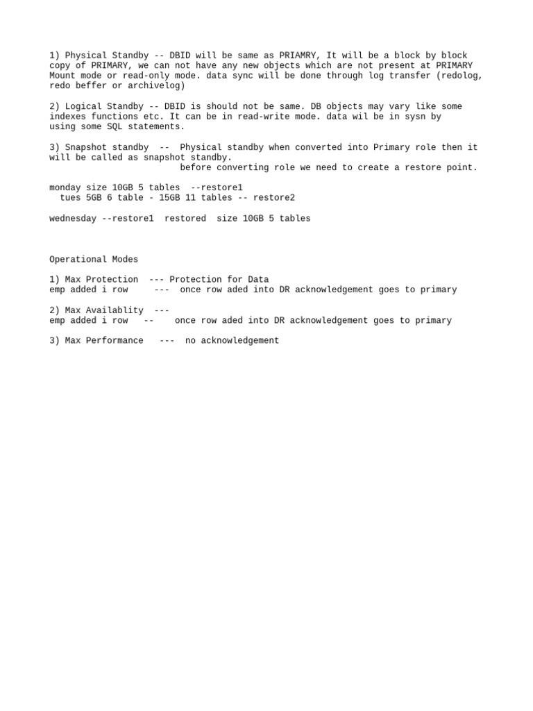 Standby Database Types & Modes | PDF