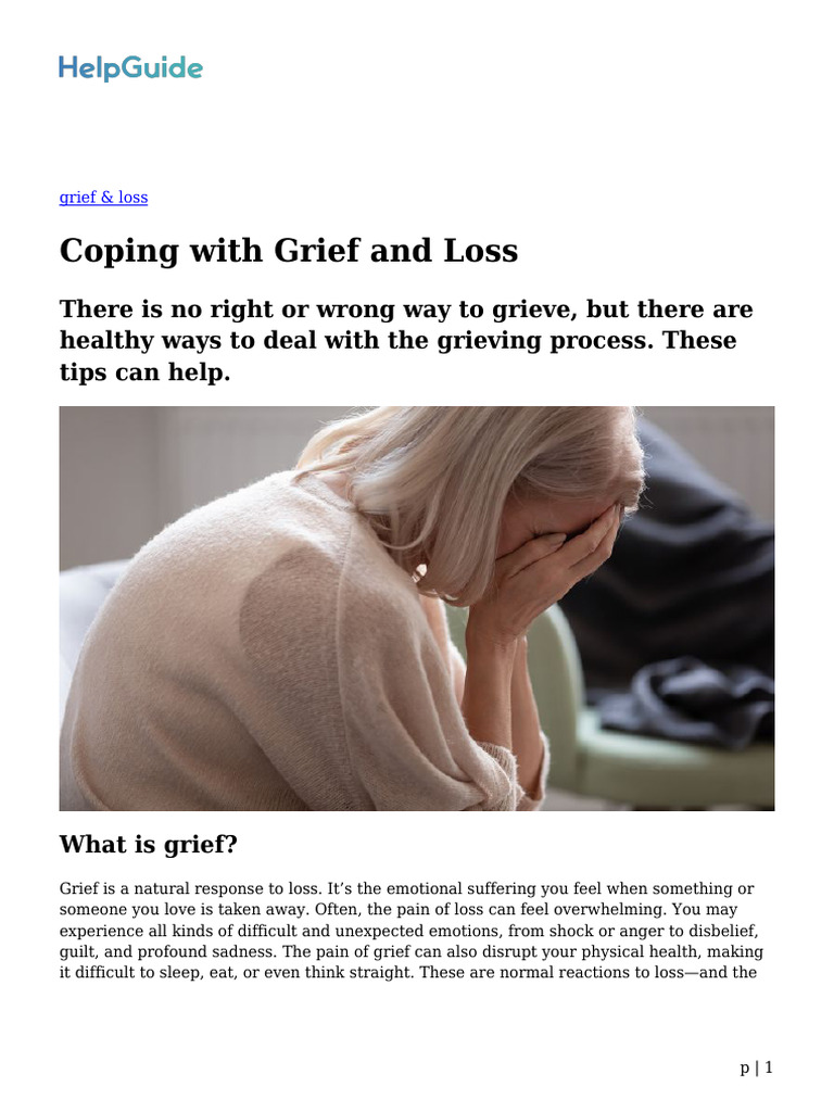 Coping With Grief and Loss | PDF | Grief | Major Depressive Disorder