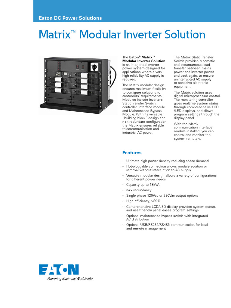 Eaton Matrix Modular Inverter Solution Datasheet en | PDF | Power ...