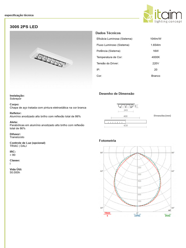 Dados Técnicos do Sistema Rialed | PDF