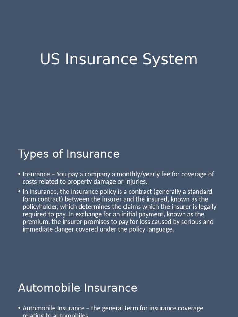 Overview of US Insurance Types | PDF | Vehicle Insurance | Insurance