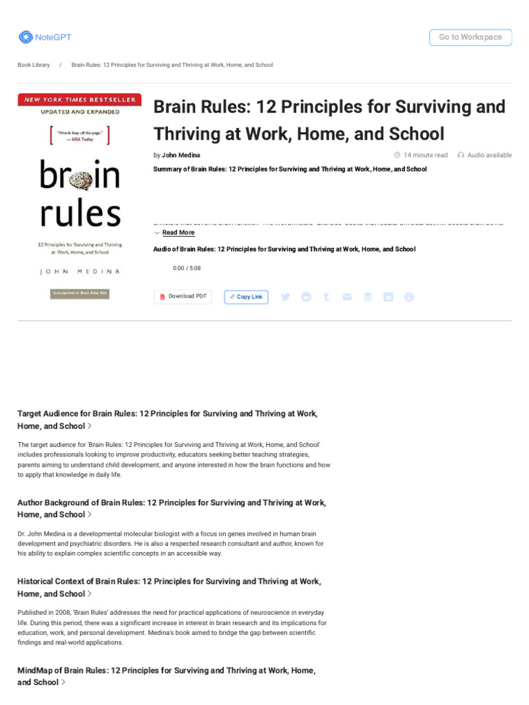 Brain Rules for Life Success | PDF | Memory | Sleep