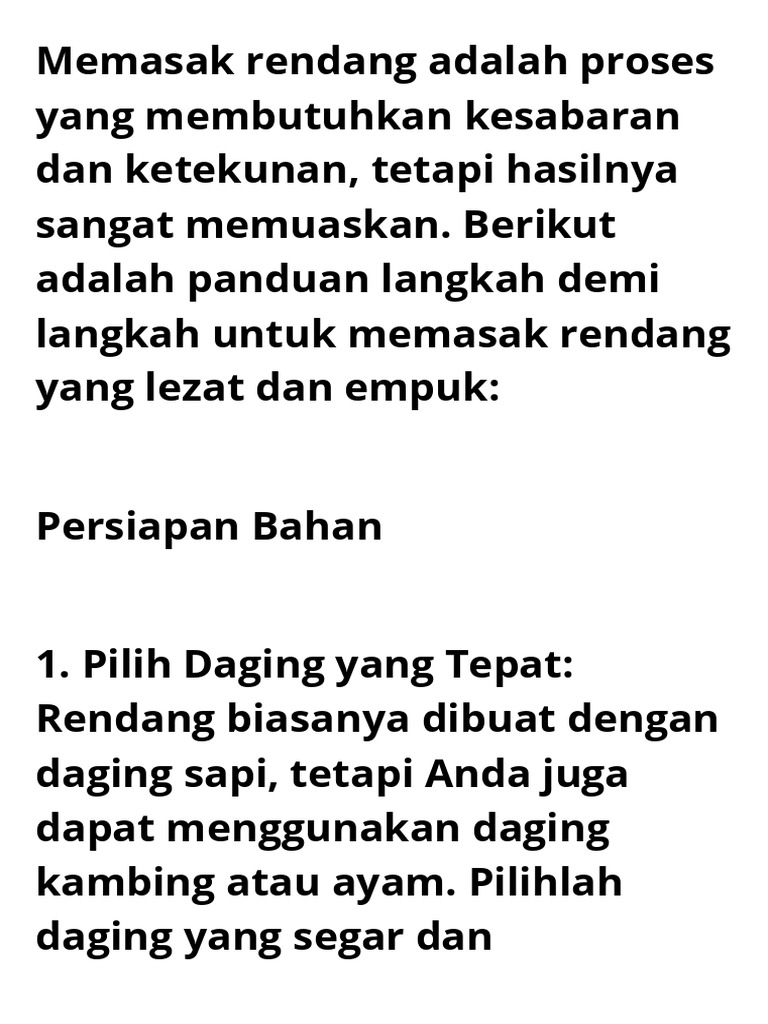 Panduan Memasak Rendang Lezat | PDF