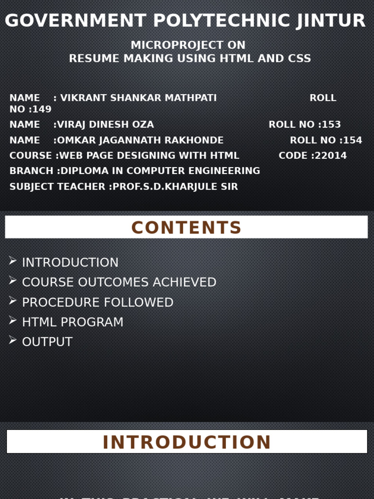 Resume Project Using HTML & CSS | PDF
