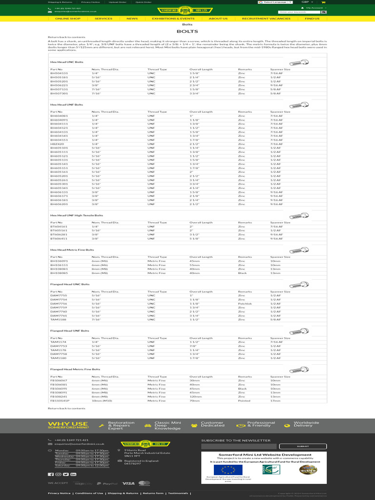 Consumables Catalogue - Bolts | PDF | Screw | Metalworking
