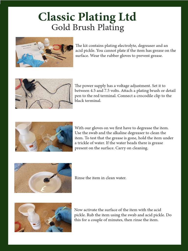 Gold Brush Plating Instructions Guide | PDF