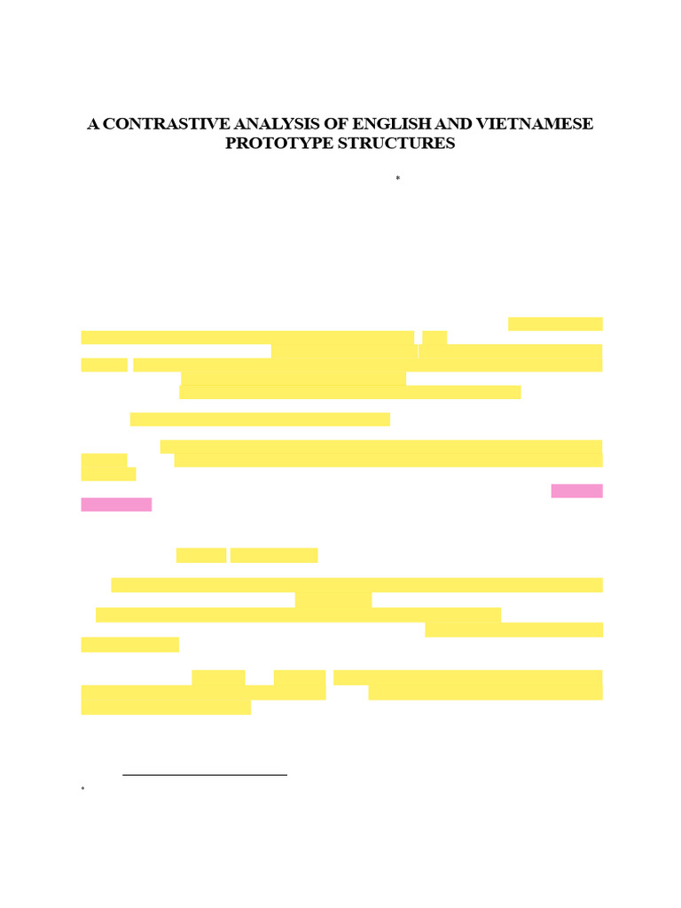 A Contrastive Analysis of English and Vietnamese Prototype Structures ...