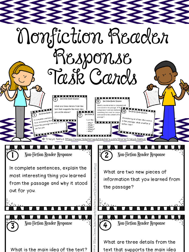 Nonfiction Reader Response Task Cards | PDF