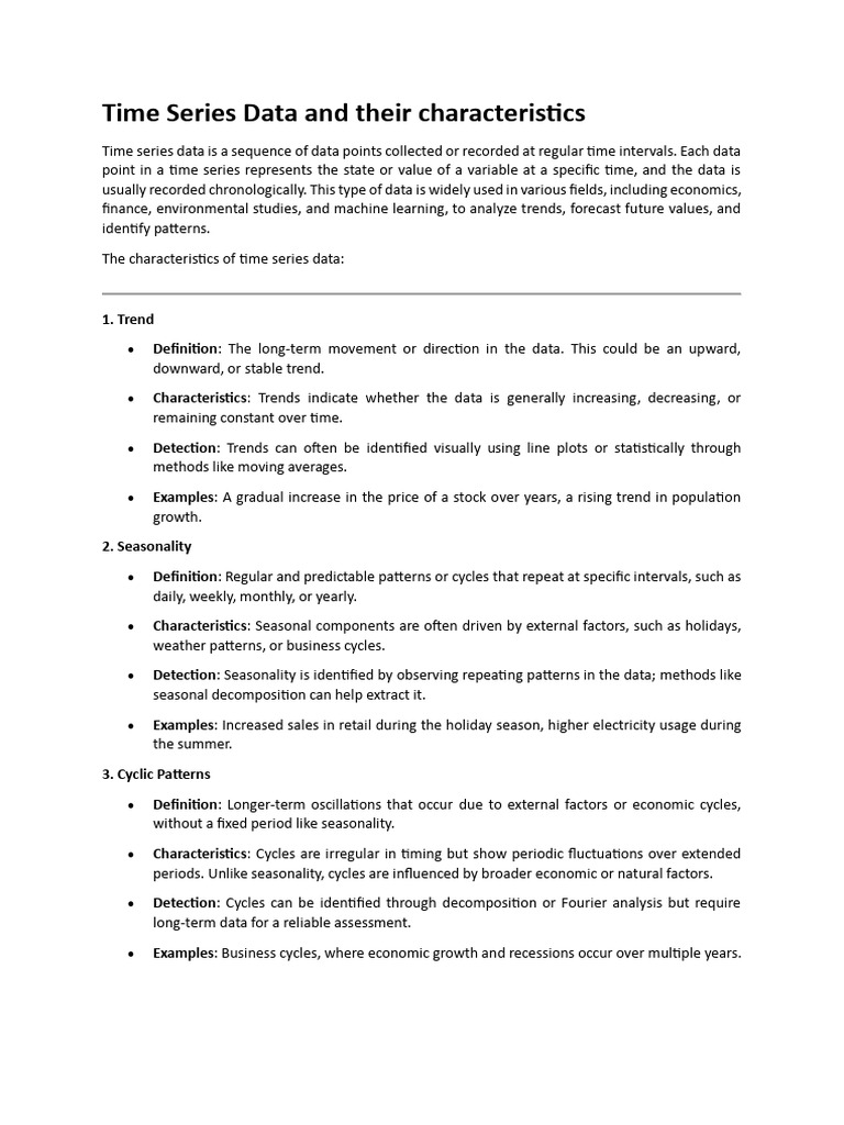 Characteristics of Time Series Data | PDF | Autoregressive Integrated ...