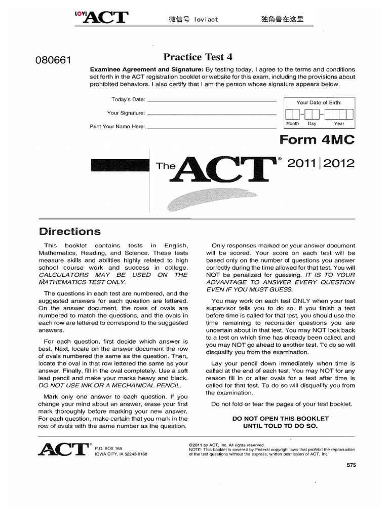 ACT Test 4 Eng 2 | PDF