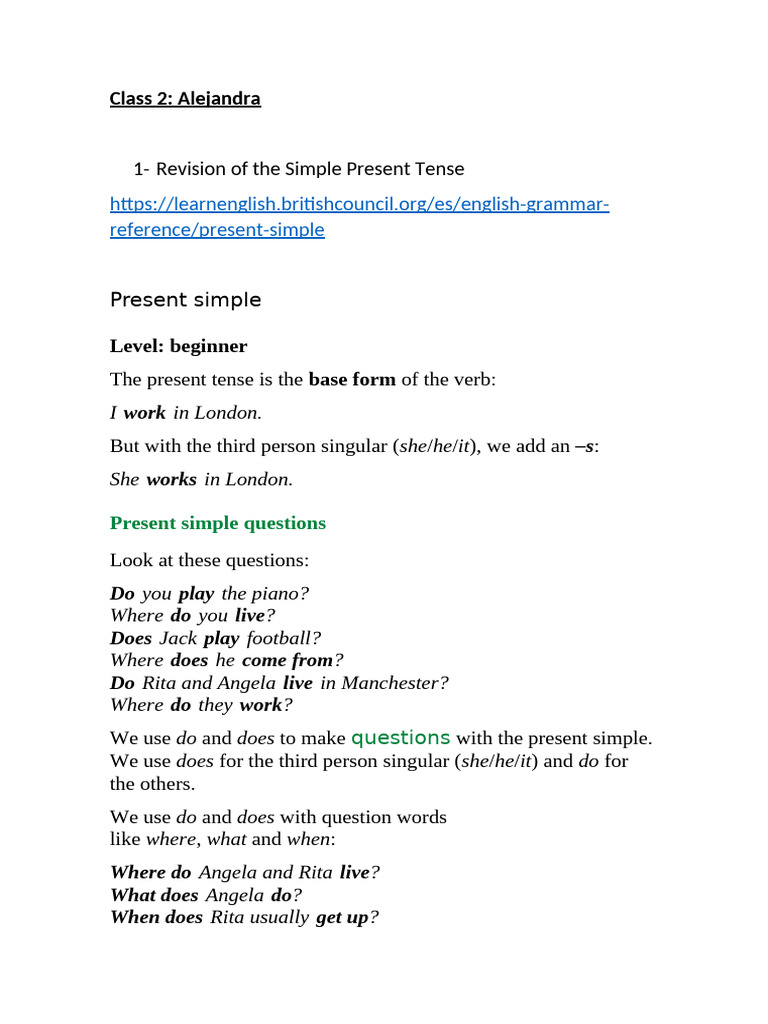 Beginner's Guide to Present Simple Tense | PDF