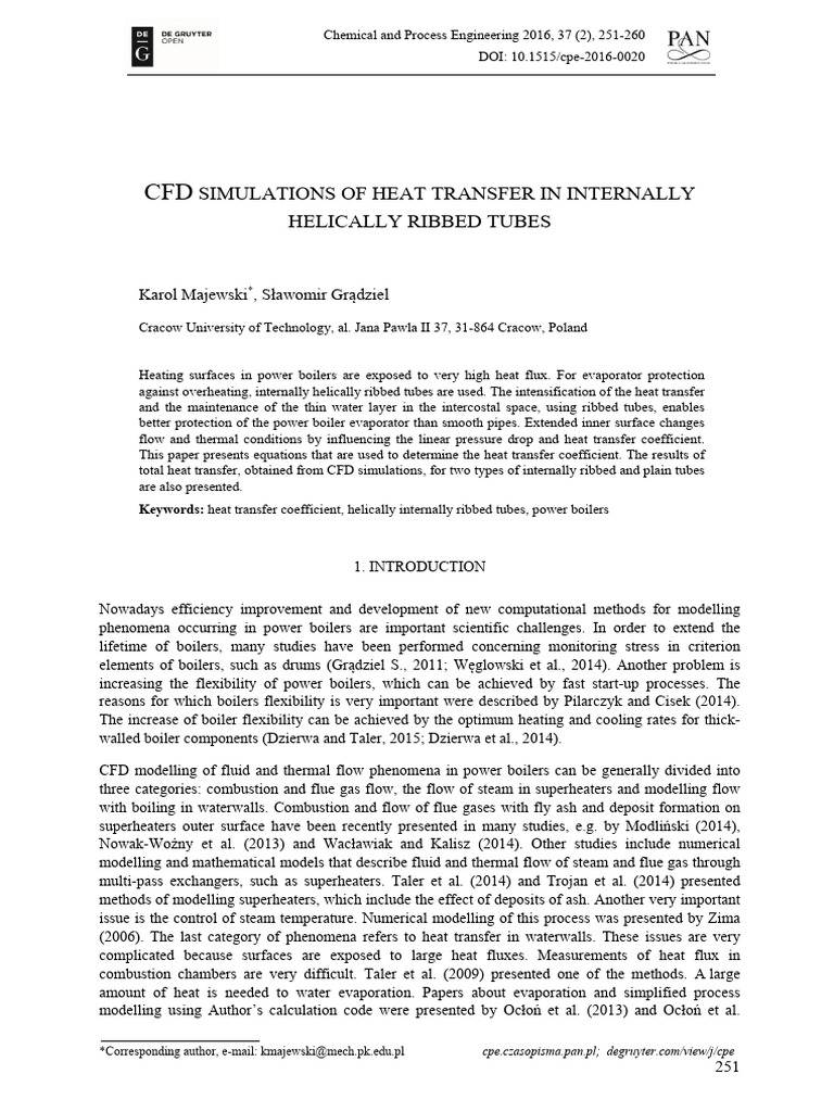 CFD Heat Transfer in Ribbed Tubes | PDF | Heat Transfer | Fluid Dynamics