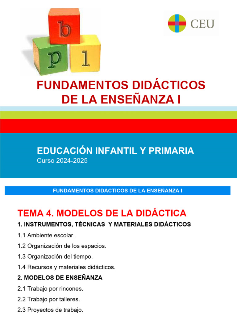 Tema 4. Modelos de La Didáctica | PDF | Enseñando | Aprendizaje