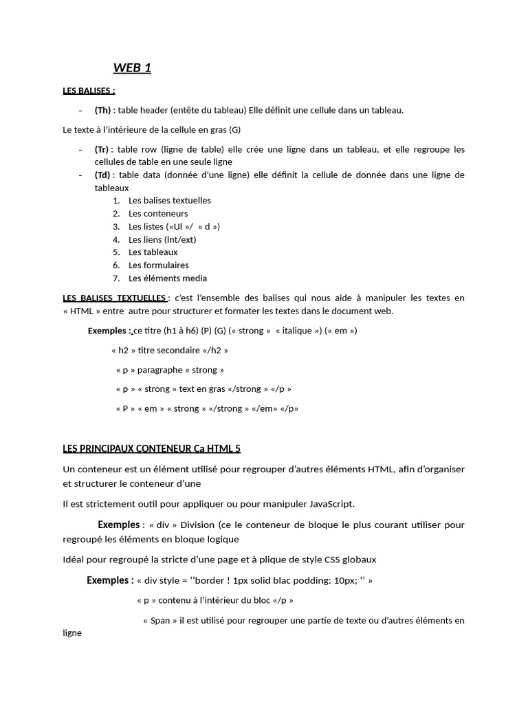 Guide des balises HTML essentielles | PDF | Html | Langage de balisage