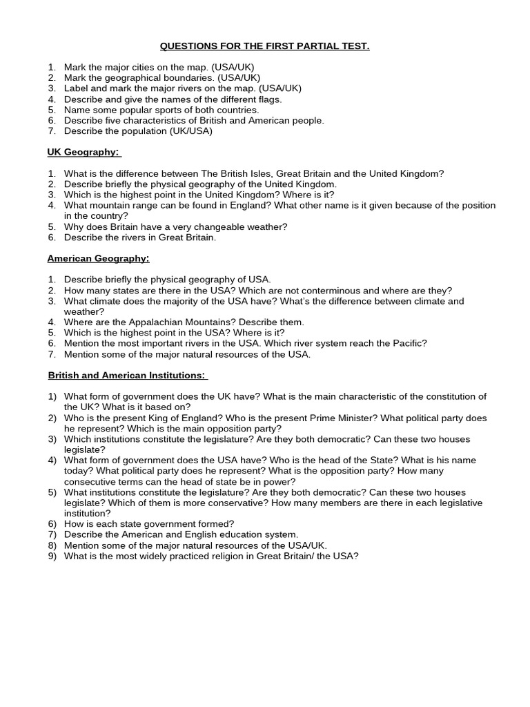 QUESTIONS FOR THE FIRST PARTIAL TEST_ answers-2-1 | PDF | United ...