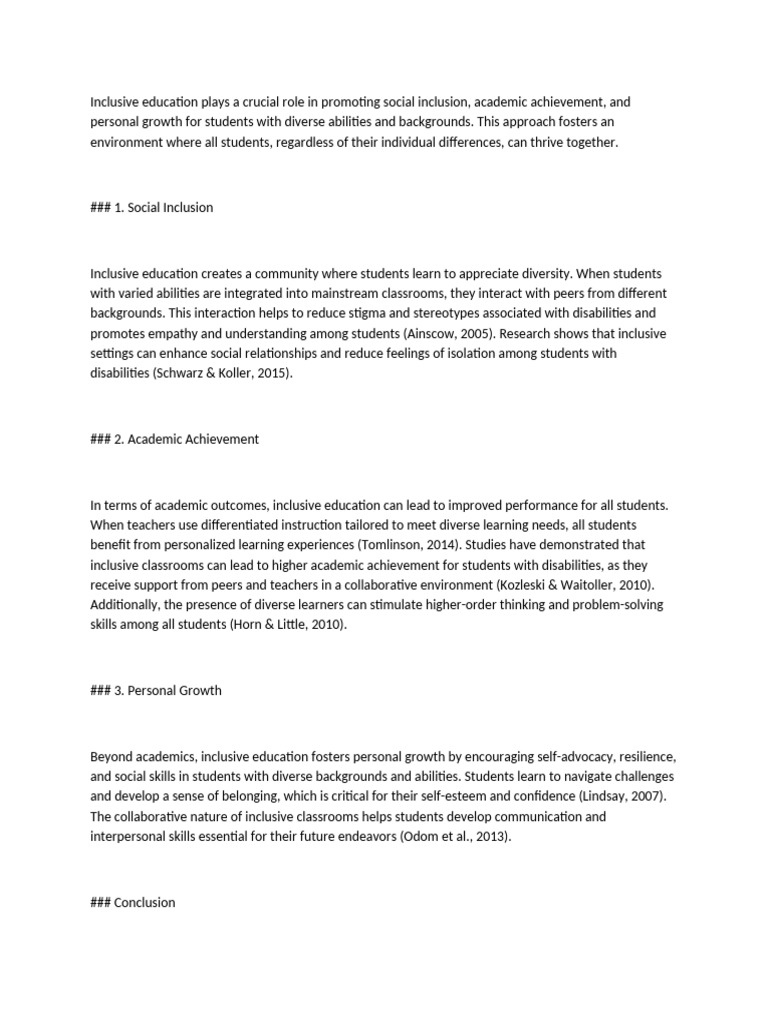 Benefits of Inclusive Education | PDF | Inclusion (Education ...