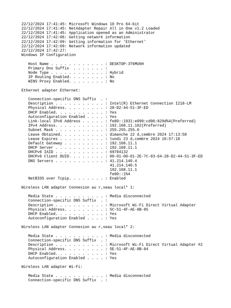 Network Troubleshooting Log | PDF | Ip Address | Networking Standards