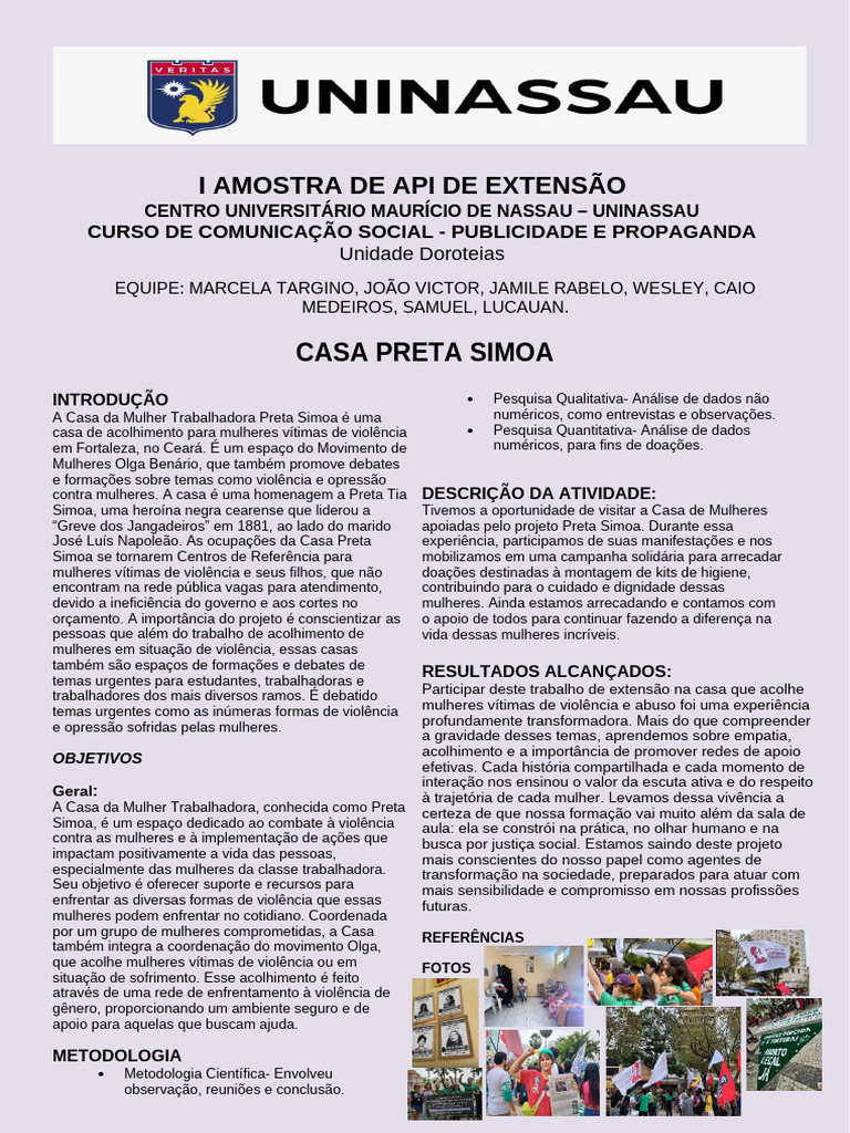 Casa Preta Simoa: Acolhimento e Empoderamento | PDF | Violência ...