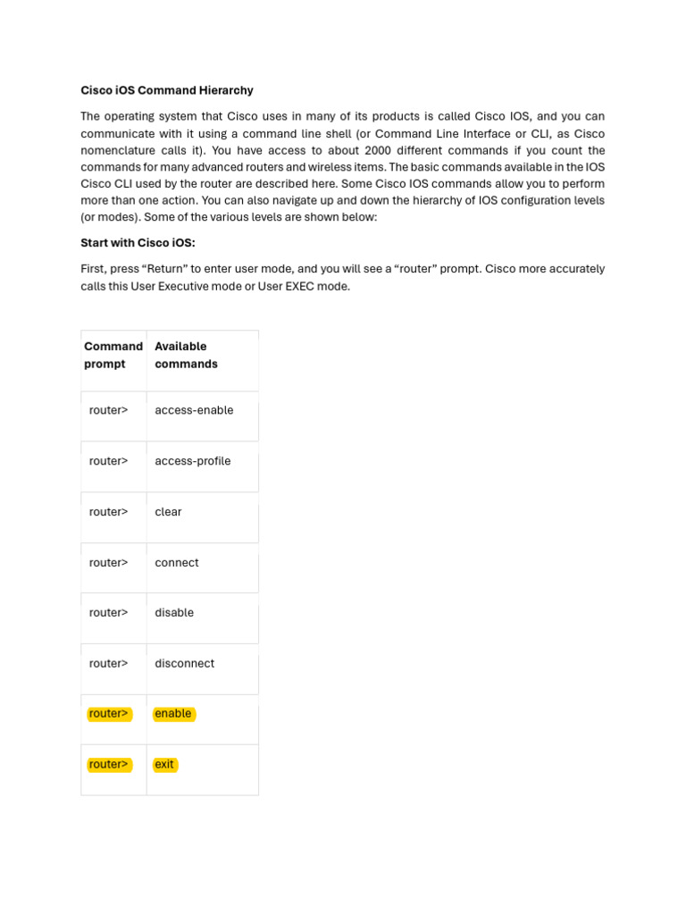 Multiple Cisco IOS Commands in One Line | PDF | Internet Protocols ...