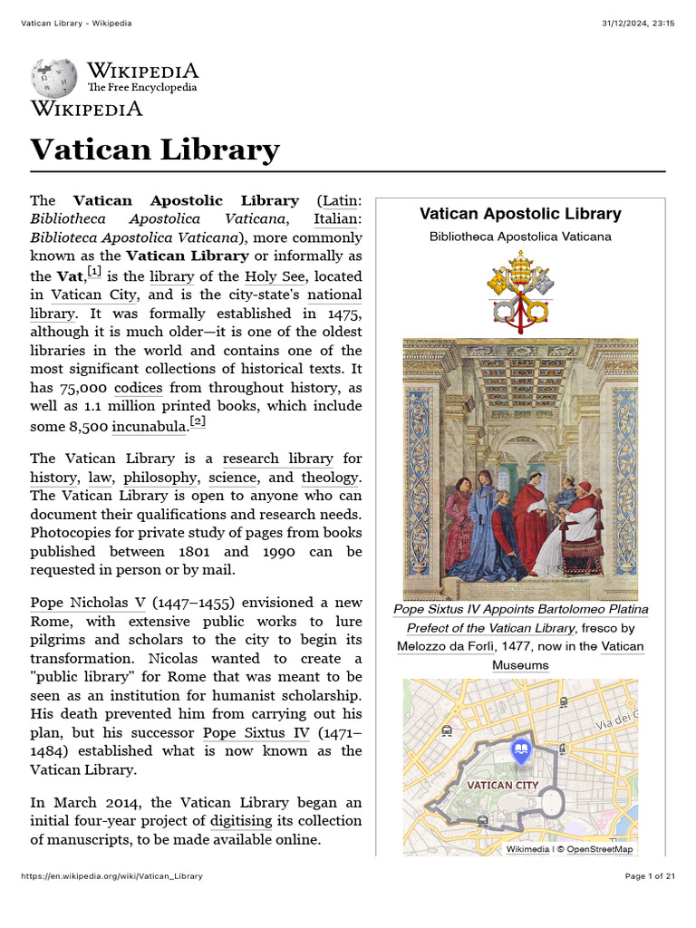 Vatican Library Manuscripts Overview | PDF