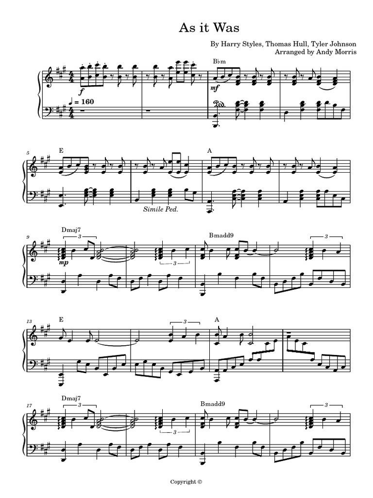 As it was piano solo pdf