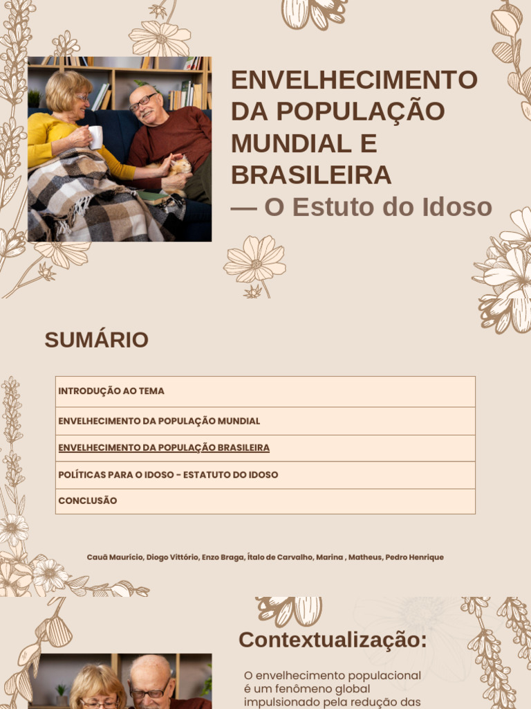 Envelhecimento Da População Mundial e Brasileira | PDF | Envelhecimento ...