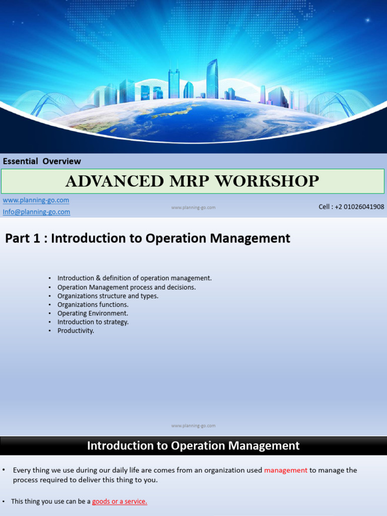 MRP Workshop: Mastering Operations Management | PDF | Marketing ...