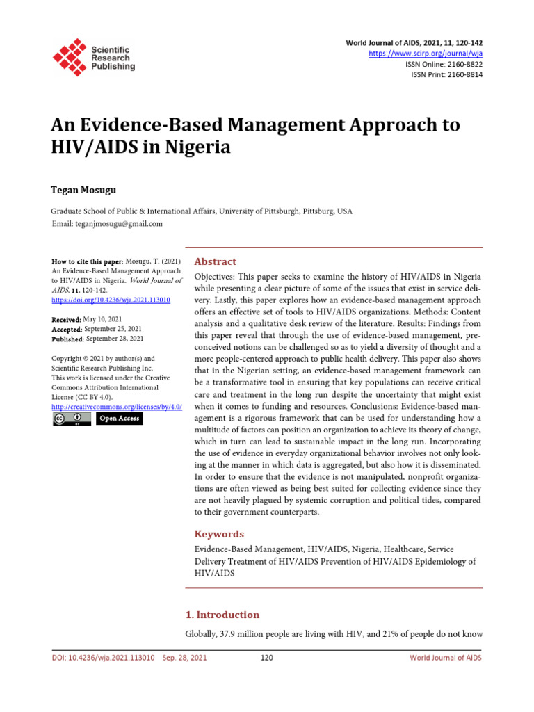 An Evidence Based Management Approach To HIV AIDS in Nigeria | PDF ...
