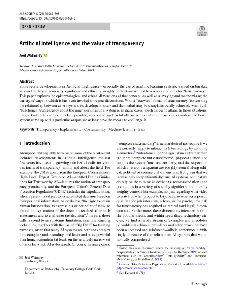 AI Transparency and Ethical Implications | PDF | Artificial ...