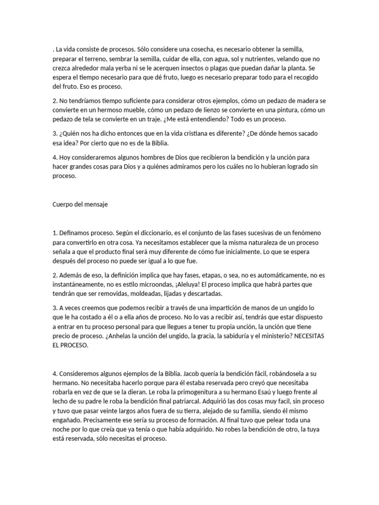 La Vida Consiste de Procesos | PDF | La unción | Bendición