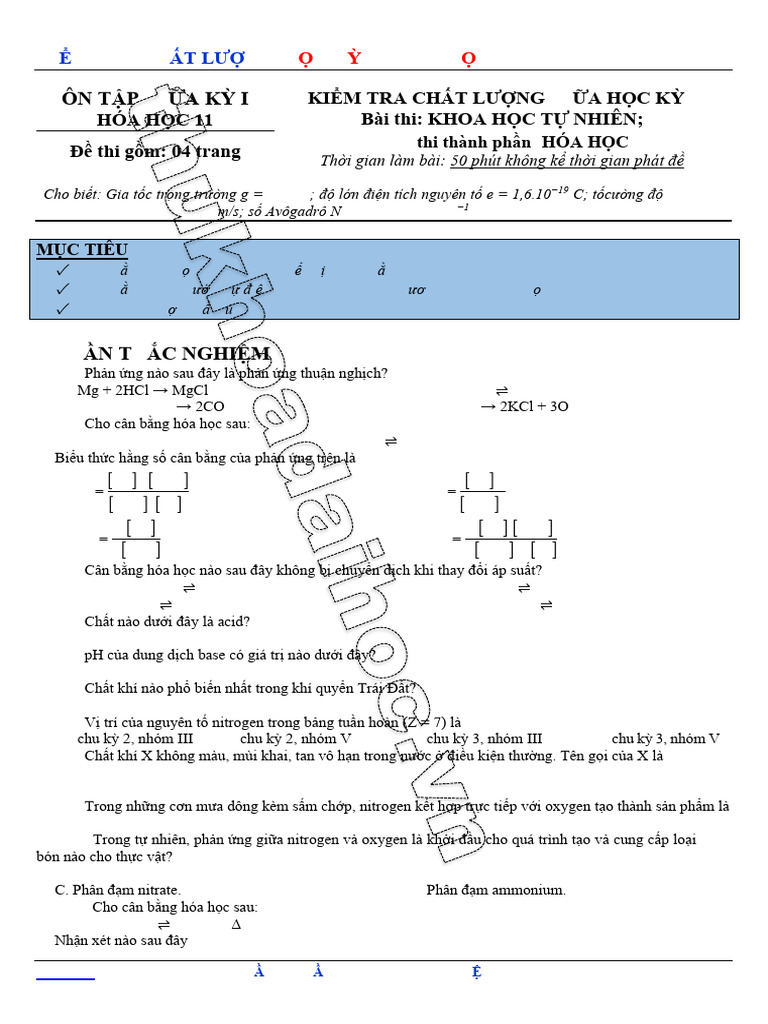 On Tap Giua Hoc Ky 1 (Co Ten) | PDF