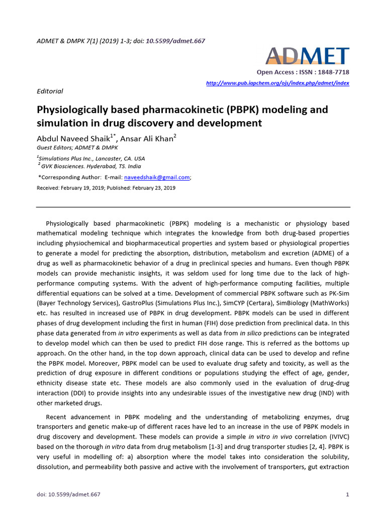 PBPK Modeling in Drug Development | PDF | Pharmaceutical Sciences ...
