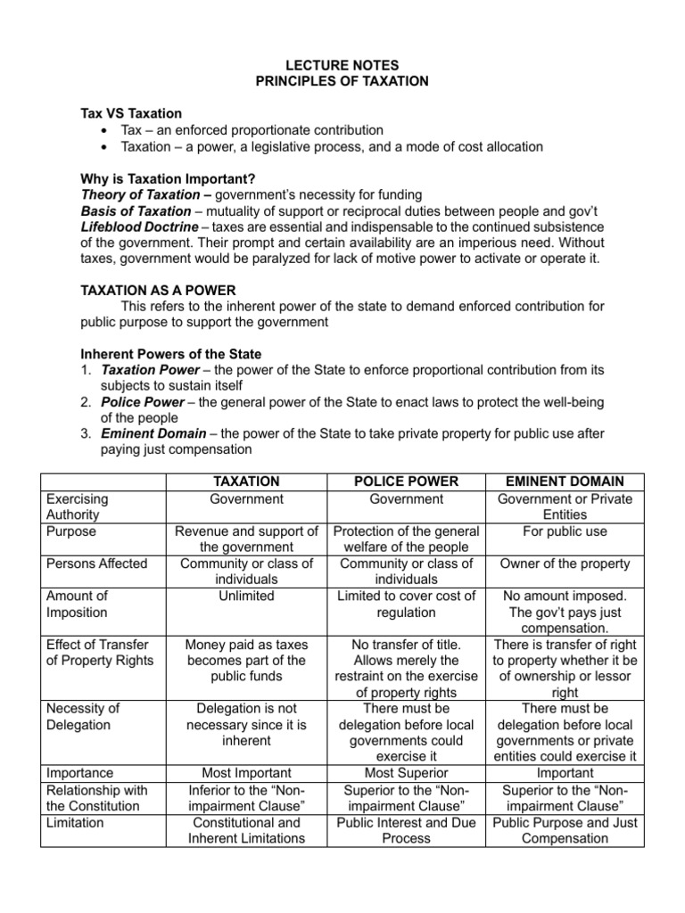Principles of Taxation | PDF | Taxes | Double Taxation