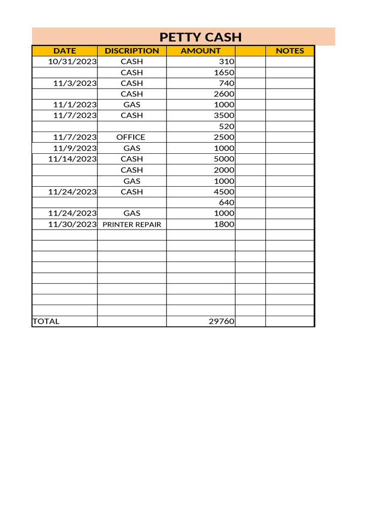 Petty Cash Monitoring Report | PDF