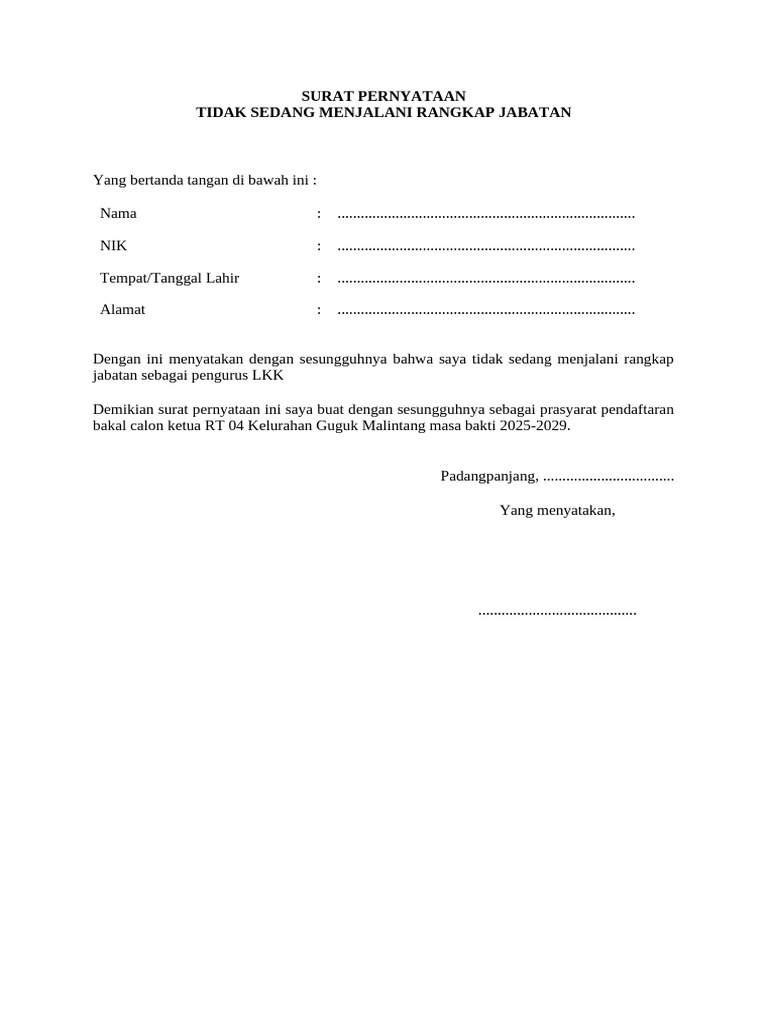 Form Rangkap Jabatan | PDF