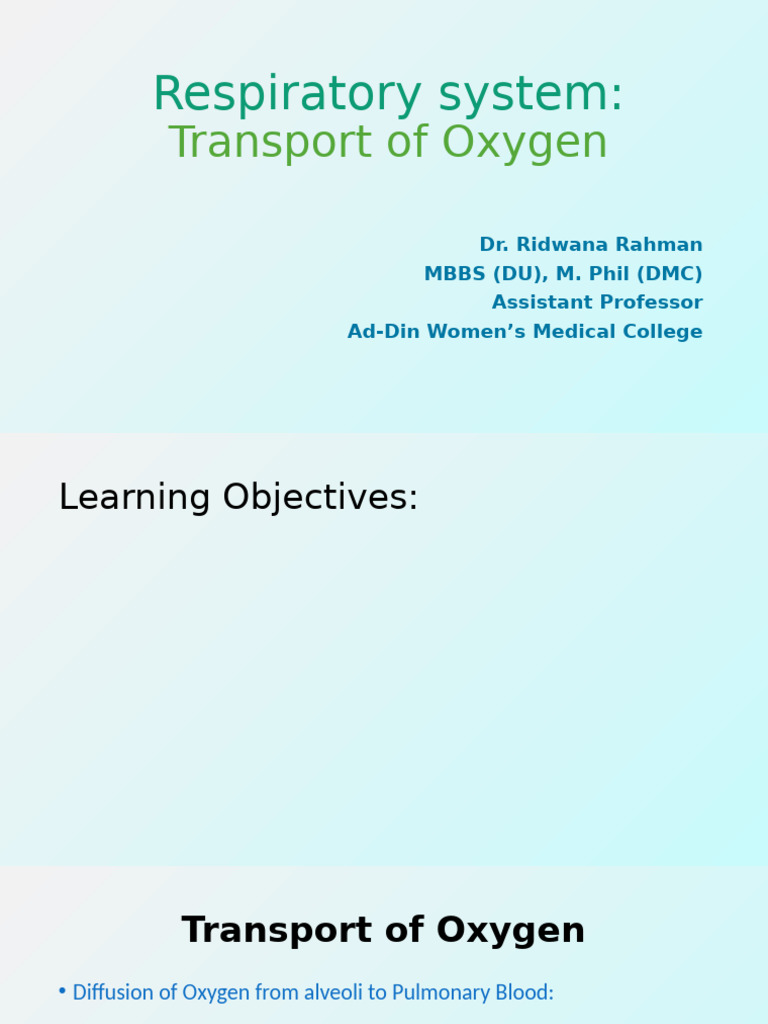 Transport of Respiratory Gases Explained | PDF | Blood | Hemoglobin