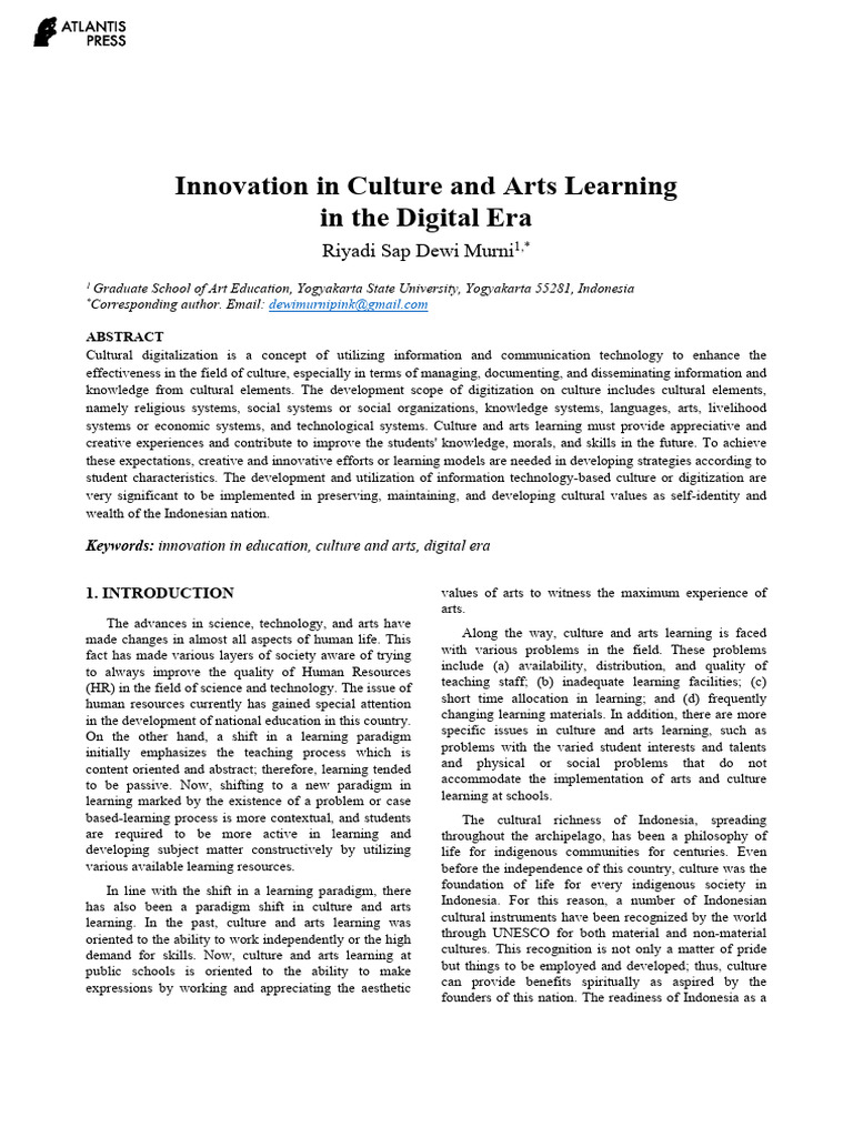Innovation in Culture and Arts Learning in The Dig | PDF | Learning ...