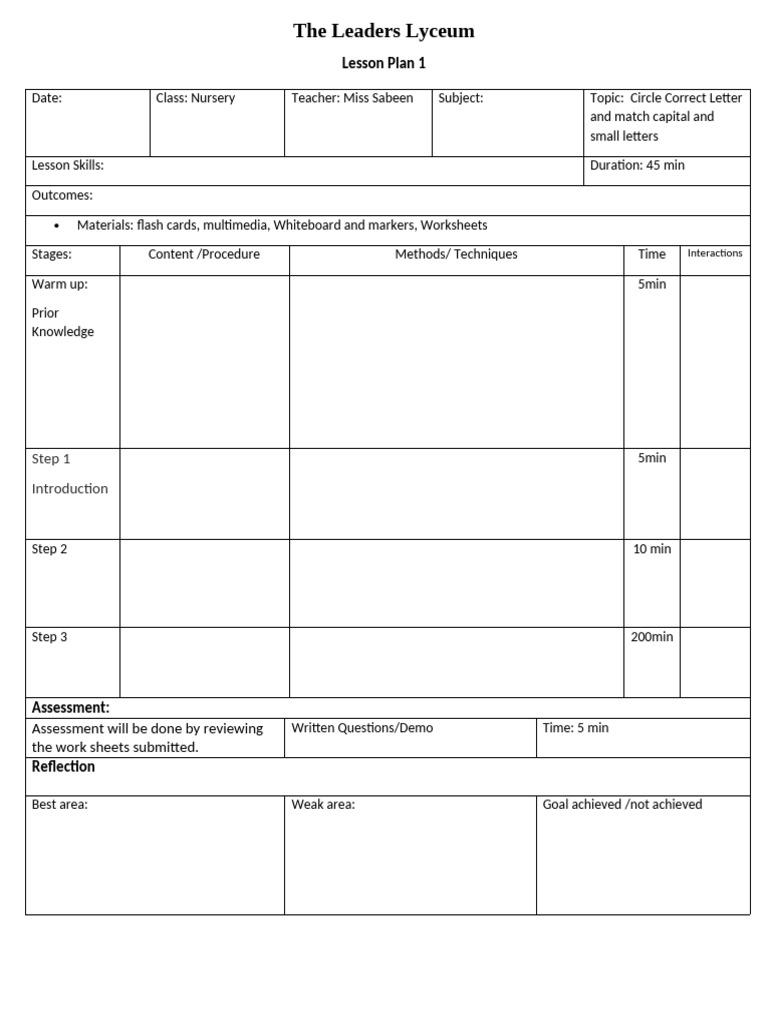 Lesson Plan 12th Week (Nov) NUR | PDF | Lesson Plan | Flashcard