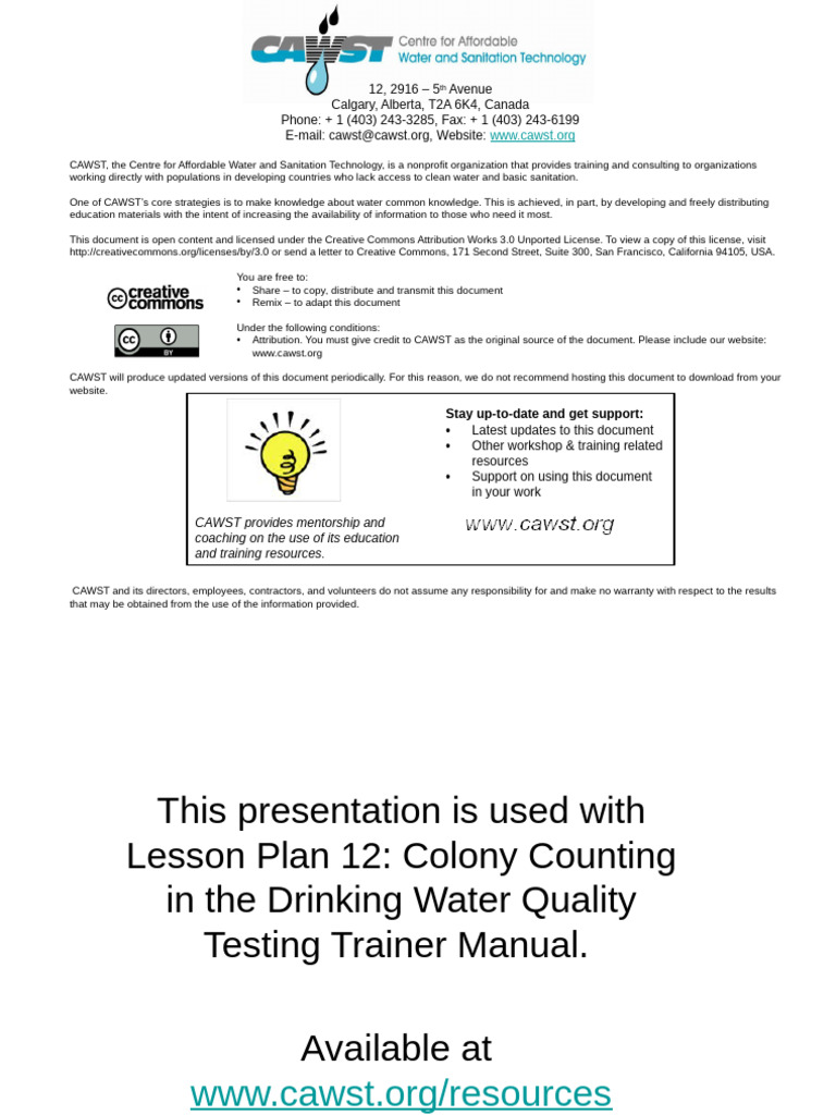 Colony Counting in Water Testing | PDF | Colony Forming Unit