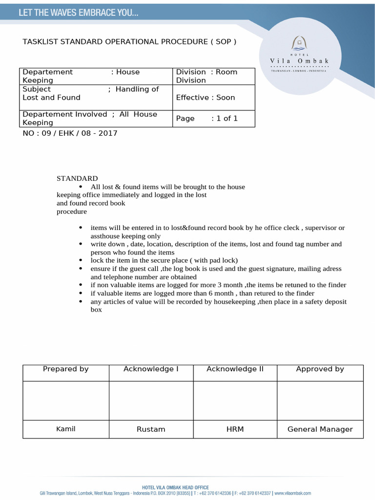 Hk Lost Found Sop Pdf